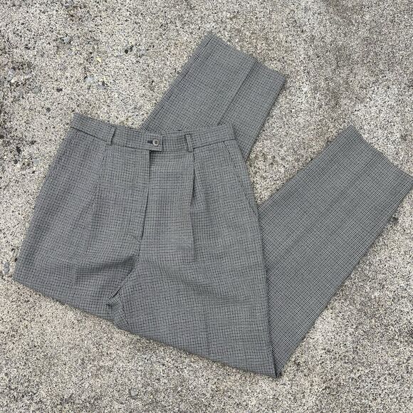 Zanella Nieman Marcus Marleen Pleated Wool Pants Made In Italy Sz 8 Herringbone - Picture 2 of 9